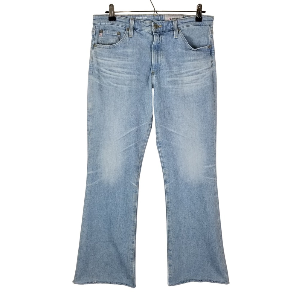AG Adriano Goldschmied The Jodi Crop Jeans Women 30 Light Blue Slim Flare Frayed